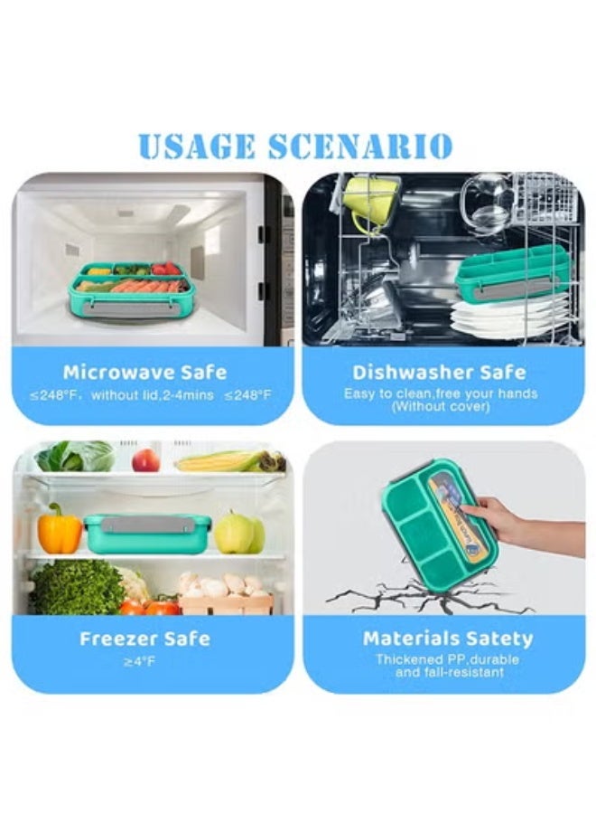 fantasize Bento Box,Bento Box Adult Lunch Box, Lunch Box Containers for Toddler/Kids/Adults, 1300ml-4 CompartmentsandFork, Leak-Proof, Microwave/Dishwasher/Freezer Safe, Bpa-Free(Green) - Image 5